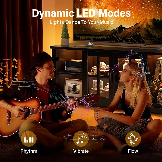YESHOMY Farmhouse LED TV Stand - Image 7