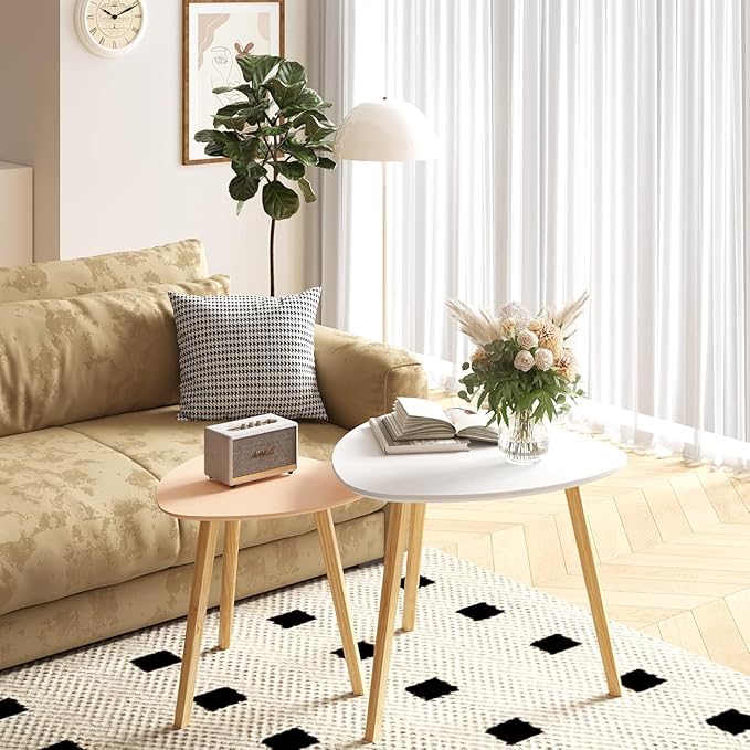 BAMEOS Bamboo Nesting Triangle End Table - Image 4