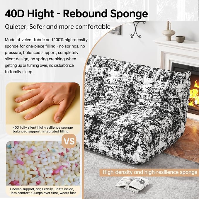 Bean Bag Chairs for Adults, Memory Foam Couch Loveseat Sofa Chair, Soft Teddy - Image 4