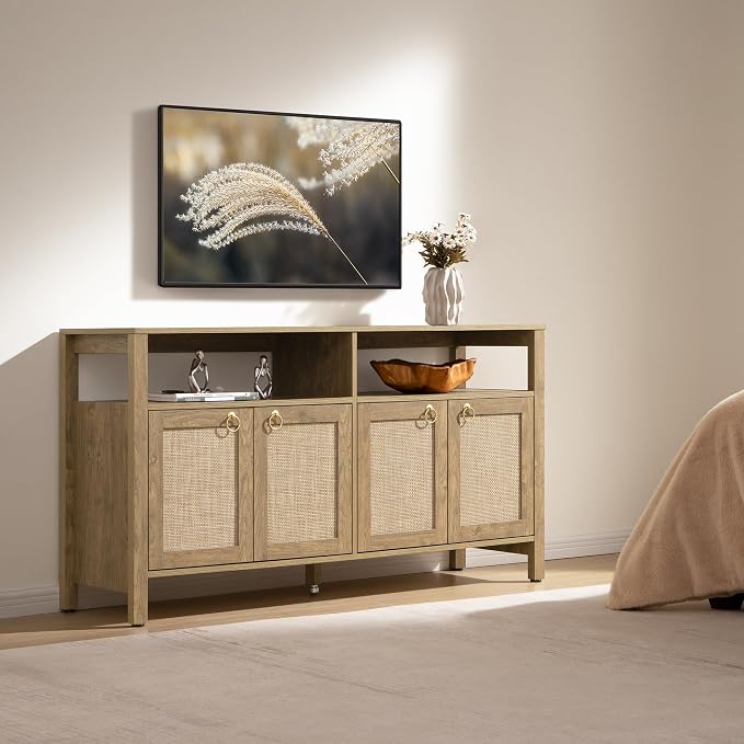SICOTAS Rattan TV Stand for Television up to 65 Inch - Image 8