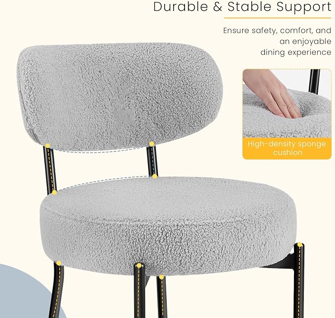 DUMOS Dining Chairs Set of 6, Mid Century Modern Chair Round Upholstered Curved - Image 3