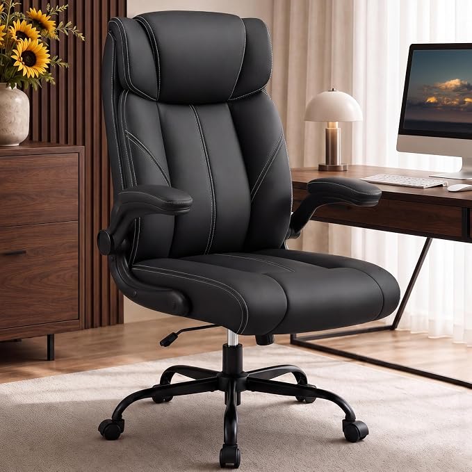Office Chair, Leather Ergonomic Computer Desk Chair by Unknown