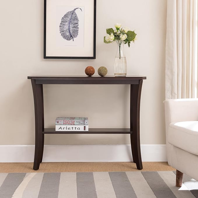 Leick Home Boa Console Table, Solid Wood, Bottom Display Shelf, Narrow Depth - Image 12