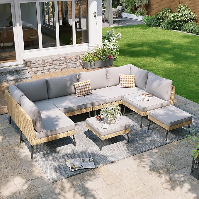 Aoxun 8-Piece Patio Furniture Set, Wicker Outdoor Furniture by Aoxun