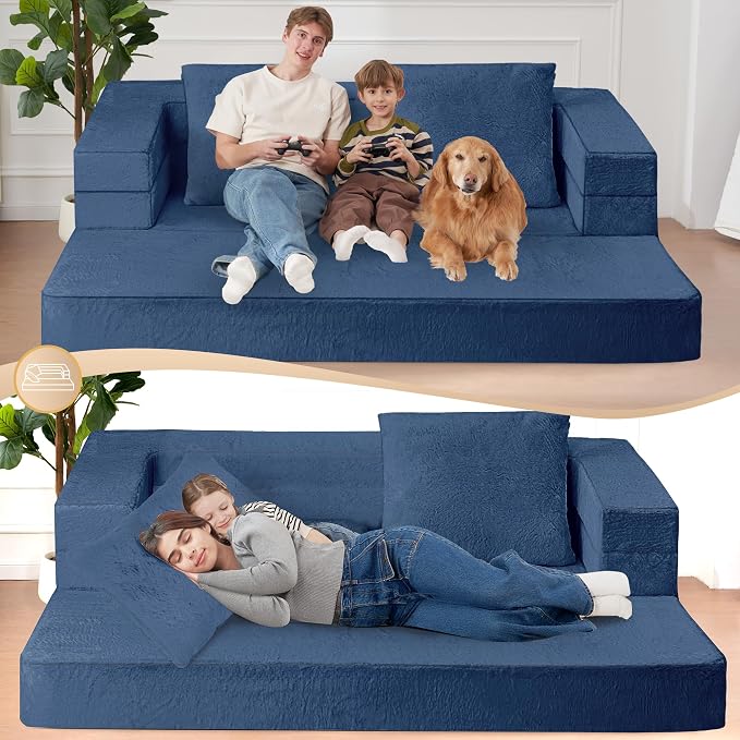 Futon Sofa Bed with Pillow, 3-in-1 Sleeper Sofa Bed with Removable Cover - Image 6