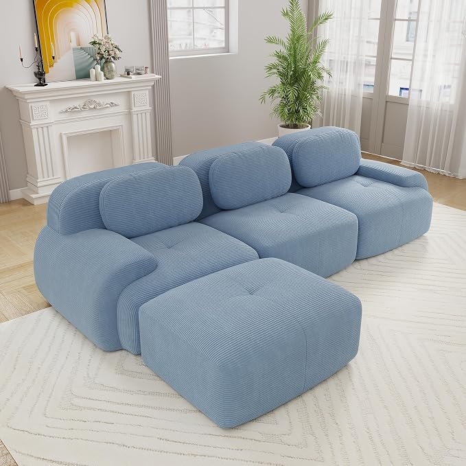 Boneless Sectional Couch, No Assembly Required, 117.3” L Shaped Modular Cloud by ModonChicSofasCouches