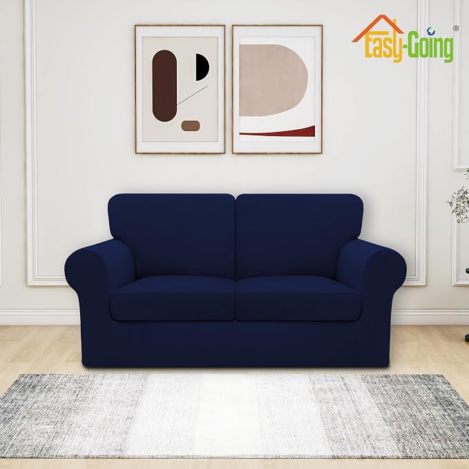 Easy-Going 5 Pieces Stretch Loveseat Cover Washable Loveseat Slipcover Set - Image 2