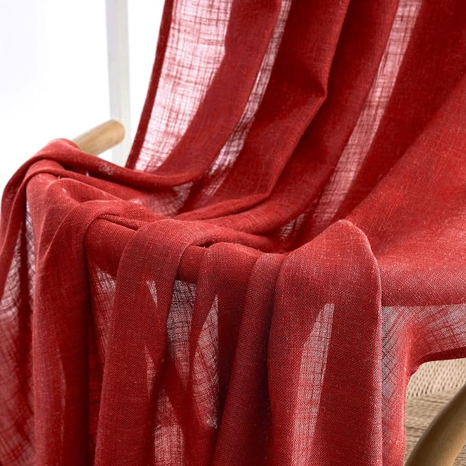 MIULEE Red Linen Curtains 96 Inch Long - Image 6