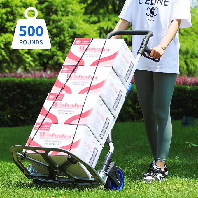 Folding Hand Trucks Heavy Duty by Leeyoung, 500 lb Aluminium Folding Hand Cart - Image 7