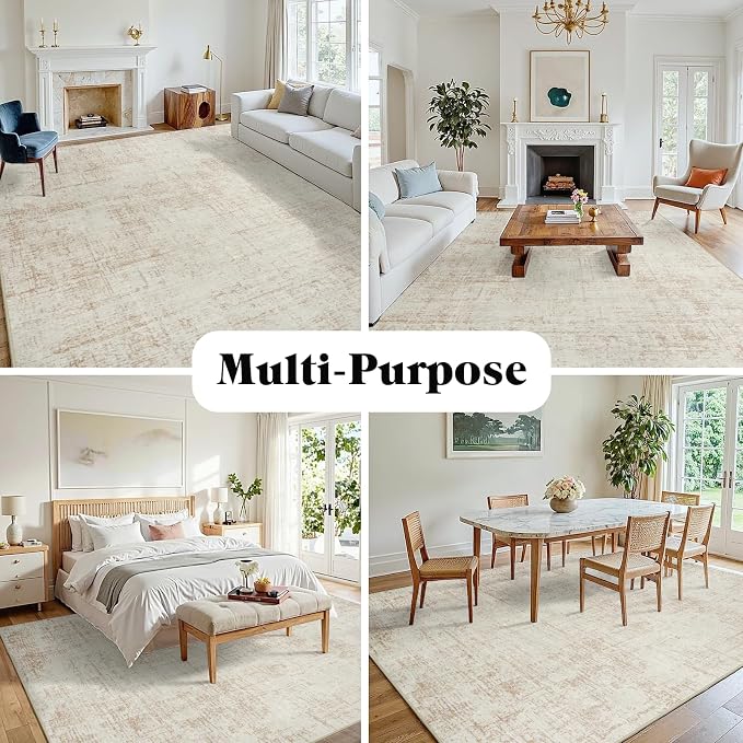 6x9 Area Rugs for Living Room Washable Rug: Anti-Skid Abstract Modern Living - Image 3