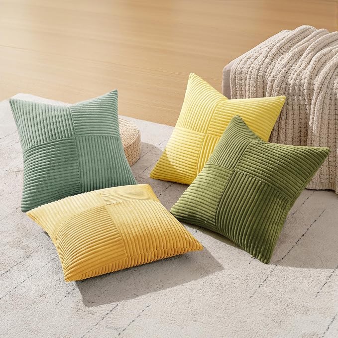 MIULEE Boho Farmhouse Spring Decorative Throw Pillow Covers 20x20 Inch 4 Packs - Image 3