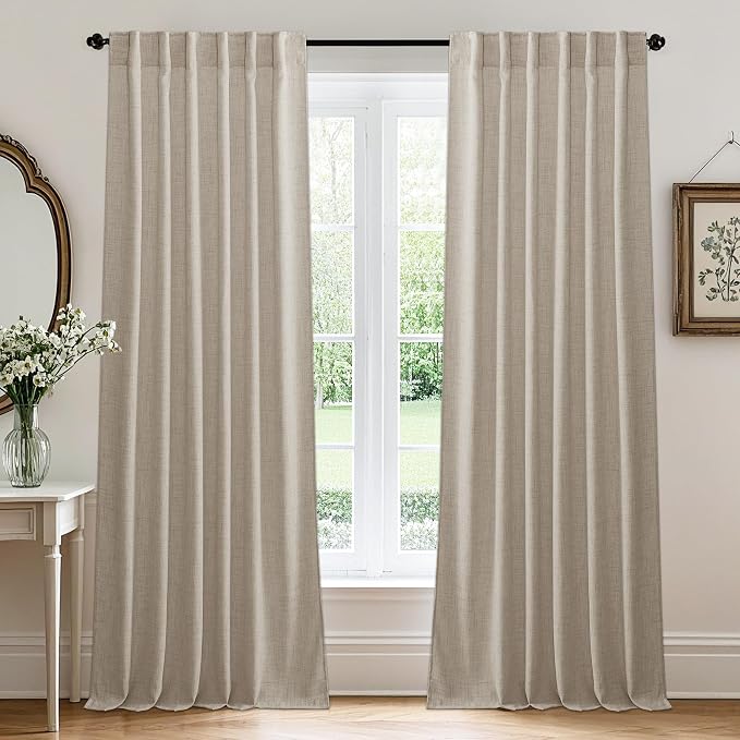 RYB HOME Natural Beige Linen Sheer Curtains 72 inches Long by RYBHOME