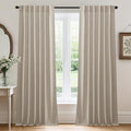 RYB HOME Natural Beige Linen Sheer Curtains 96 inches Long by RYBHOME