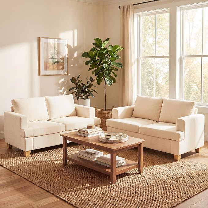 YOUDENOVA 2 Piece Set Comfy Sofa Couch, Loveseat Sofa * 2 by YOUDENOVA