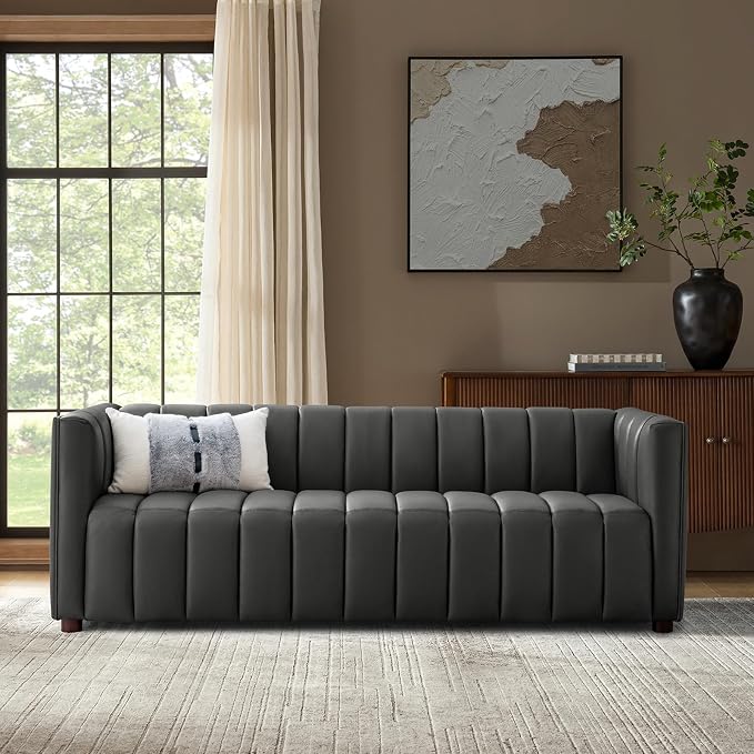 HULALA HOME 83" Genuine Leather Sofa - Image 8