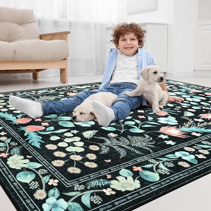 Area Rugs for Living Room, 6x9 Washable Vintage Rug for Bedroom, Non-Slip - Image 6