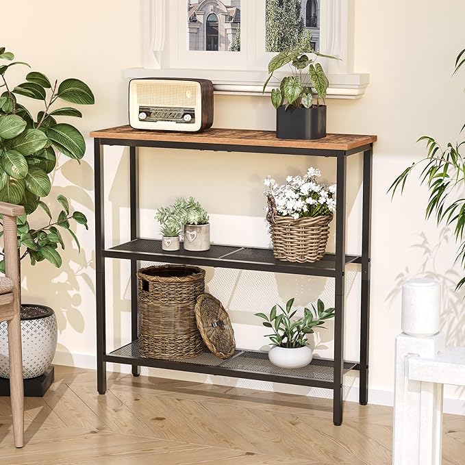 HOOBRO 29.5" Narrow Console Table, 3-Tier Entryway Table, Thin Sofa Table - Image 2