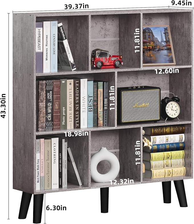 LEYAOYAO 8 Cube Bookshelf, Farmhouse Bookcase - Image 2