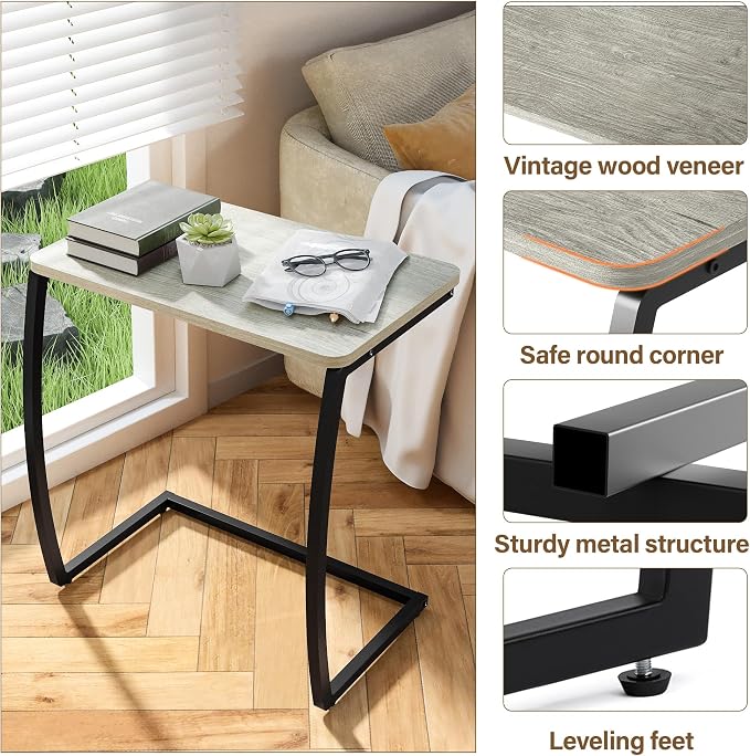 SRIWATANA Side Table, End Table, Vintage C-Shaped Couch Table - Image 7