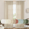 LAMIT Light Filtering Sheer Linen Curtains 102 inches Long, Linen Textured Semi by LAMIT