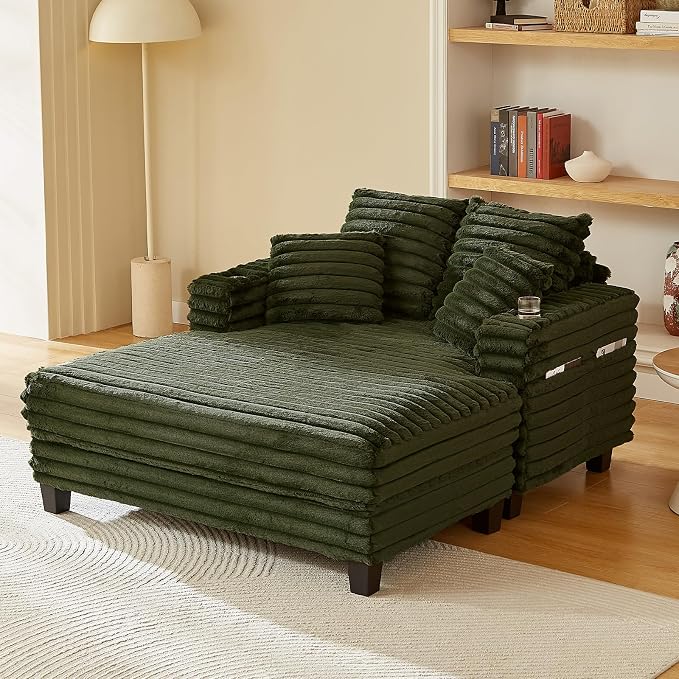 Amsleekey 64" Chaise Lounge Chair Indoor, Oversized Sleeper Chair by Amsleekey