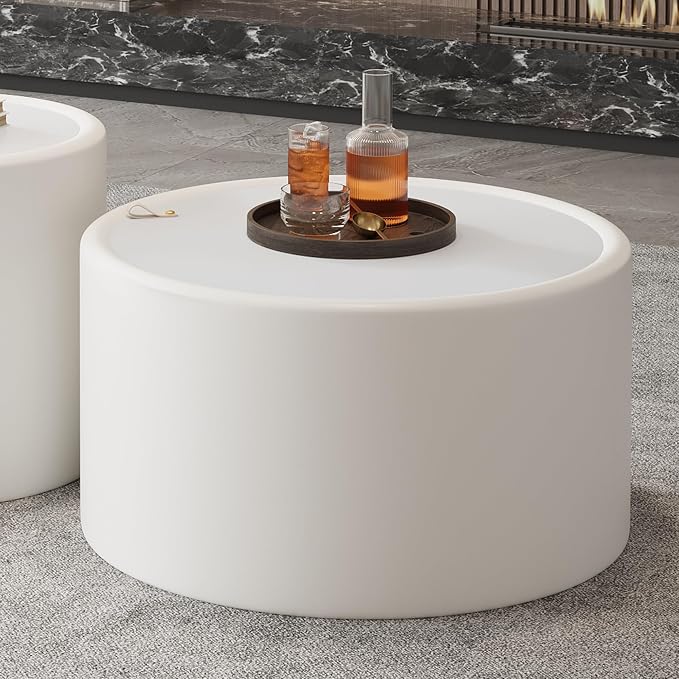 SSLine Set of 2 White Round Nesting Coffee Tables - Image 4