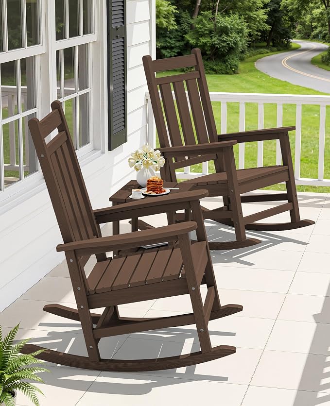 KINGYES Oversized Outdoor Rocking Chair, All-Weather Patio Rocking Chairs - Image 2