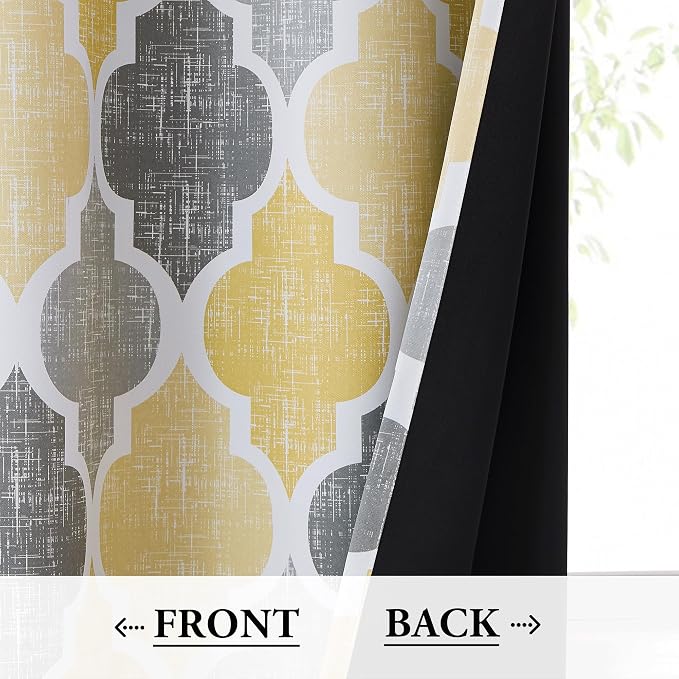 Beauoop Blackout Window Valances Curtains Geometric Quatrefoil Trellis Printed - Image 4