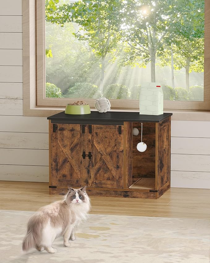 Hzuaneri Cat Litter Box Enclosure, Hidden Litter Box Cabinet Furniture - Image 3