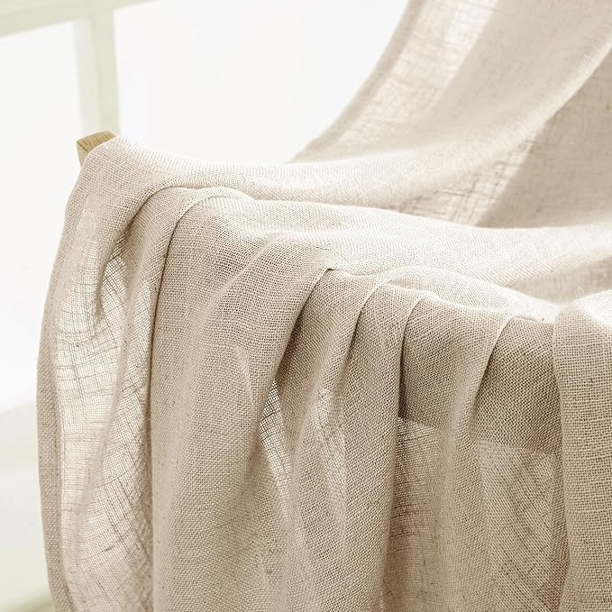 MIULEE Light Taupe Linen Curtains 84 Inch Length 2 Panels - Image 6