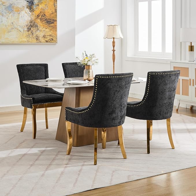 Upholstered Dining Chairs Set of 6, Modern Fabric Side Chairs - Image 2