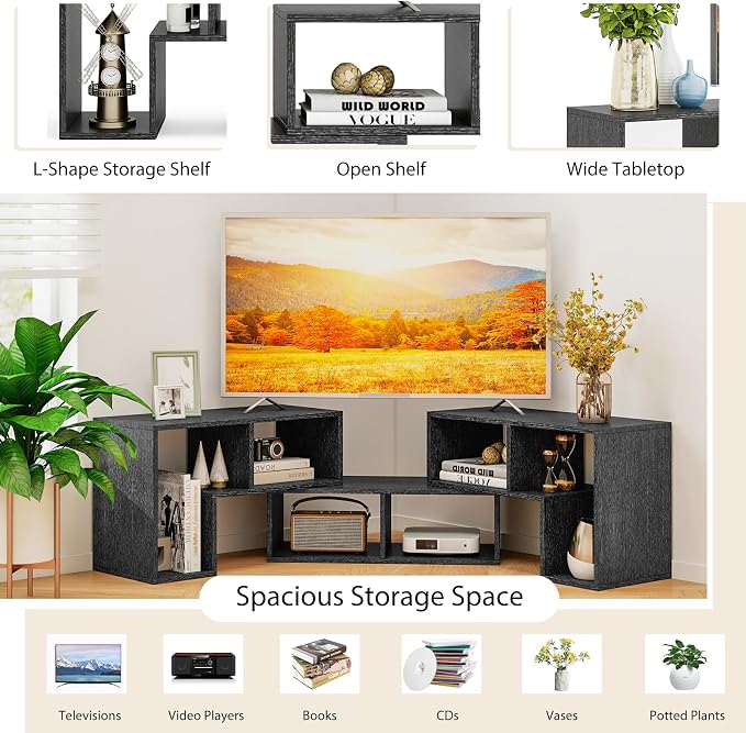 Tangkula 3 Pieces Console TV Stand, Free-Combination Entertainment Center - Image 9