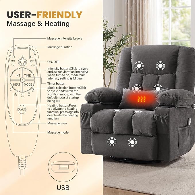 Swivel Recliner Chair for Adults - Image 4