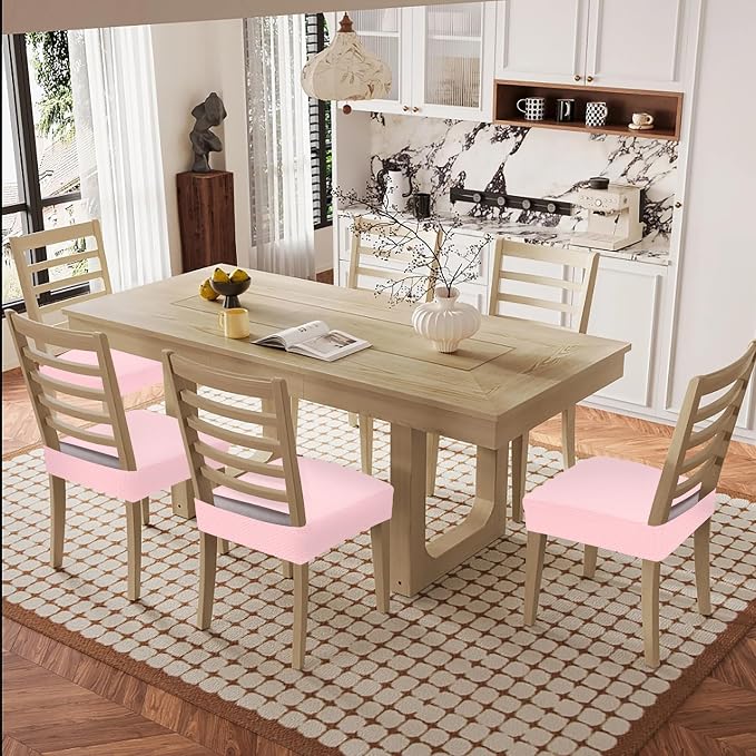 Smiry Waterproof Seat Covers for Dining Room Chairs Set of 8, Stretch Jacquard - Image 8