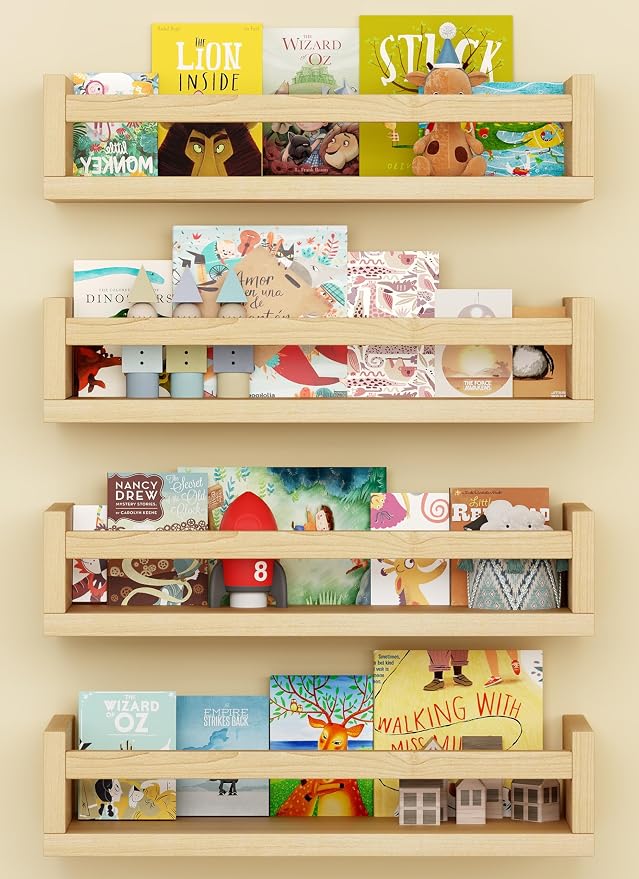Onlysky Set of 4 Wall-Mounted Kid's Bookshelf by Onlysky