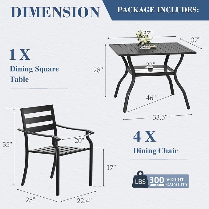 HOMREST 5 Piece Outdoor Patio Dining Set - Image 3
