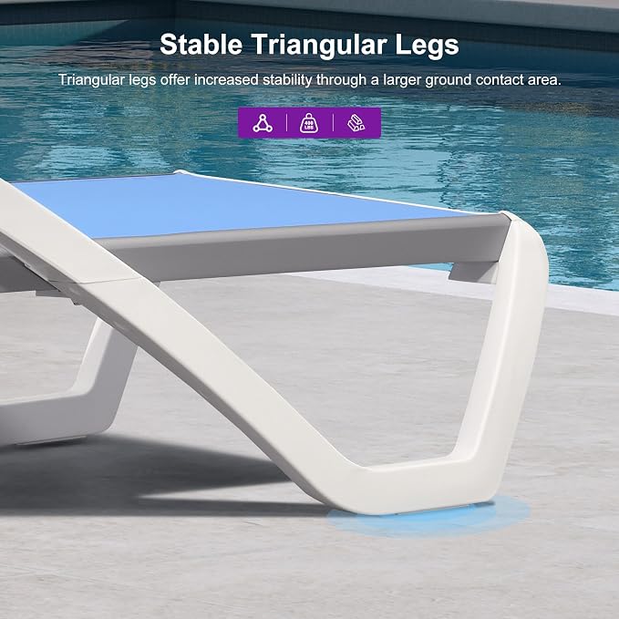 PURPLE LEAF Patio Chaise Lounge Chair Set Outside Aluminum Plastic Stackable - Image 8