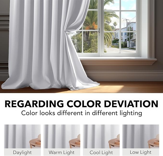 Deconovo Blackout Curtains, Thermal Insulated, W70 x L63 2 Panels, Back Tab - Image 6