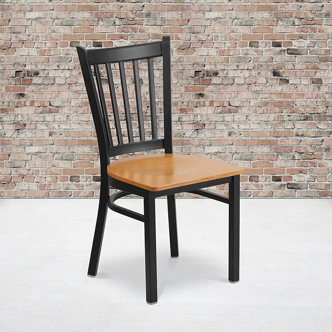 Flash Furniture 2 Pack HERCULES Series Black Vertical Back Metal Restaurant - Image 2