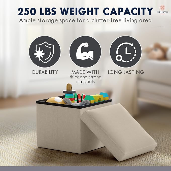 Ornavo Home Small Storage Ottoman, - Image 7