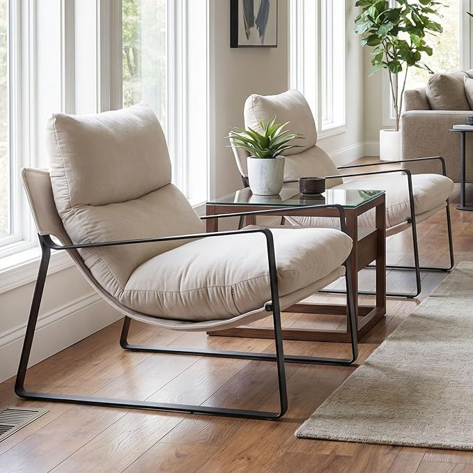 LukeAlon Modern Accent Armchairs Set of 2, Upholstered Soft Living Room Chairs by LukeAlon