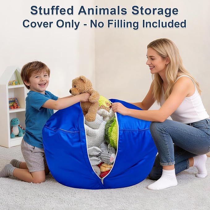 Lukeight Stuffed Animals Storage Bean Bag Chair Cover - Image 2
