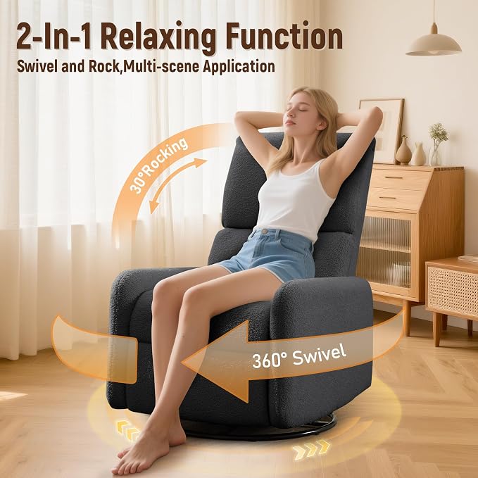 Korser 360° Rocking Chair, Nursery Rocker Chair - Image 3