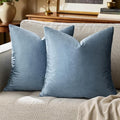 GIGIZAZA Stone Blue Velvet Decorative Throw Pillow Covers 18x18 by GIGIZAZAFocusingonhomedecoration