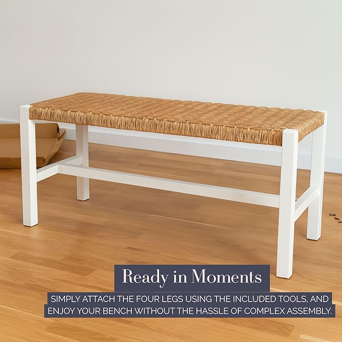 Alaterre Furniture Newport 40 Inch Solid Wood Entryway Bench - Image 6