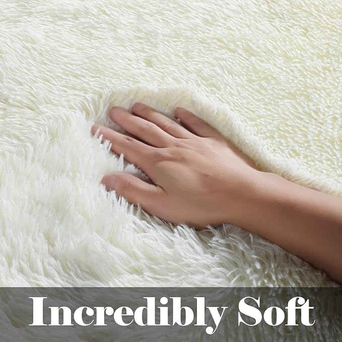ONASAR Cream White Area Rugs for Bedroom Living Room, Fluffy 4x6 Indoor Bedside - Image 2