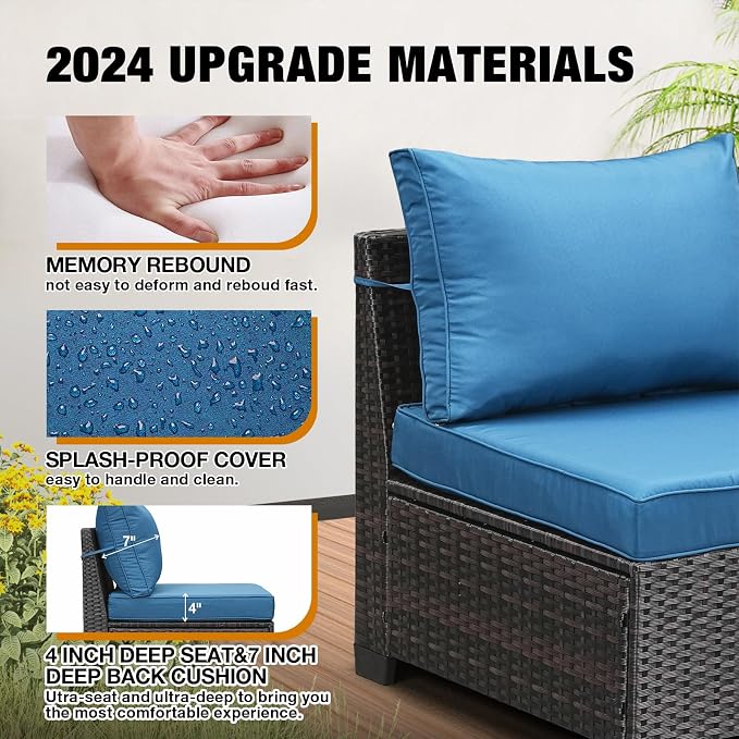 JOYURE 5 Pieces Patio Furniture Set All-Weather Outdoor Wicker Sectional - Image 4