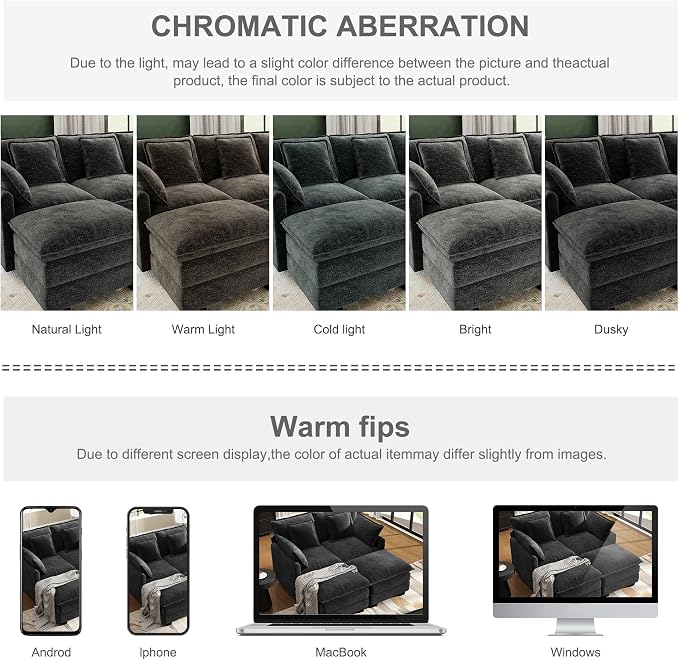 58" Cloud Couch Loveseat, Deep Seat Modular Sectional Sofa - Image 6