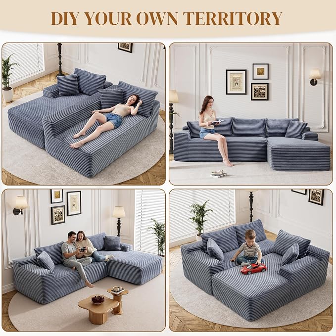 95" L Shaped Boneless Sectional Couches, Wide Armrest, Deep Seat, Memory Foam - Image 8
