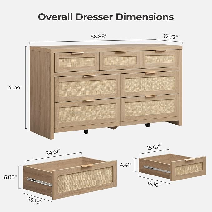 SICOTAS 7 Drawer Dresser for Bedroom, Large Chest of Drawers for Bedroom - Image 3